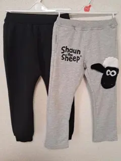ひつじのショーン　黒ロングパンツ 2枚セット 110cmのサムネイル