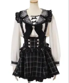 ♡LIZLISA レースアップサスペンダー付スカパン ブラックチェック♡