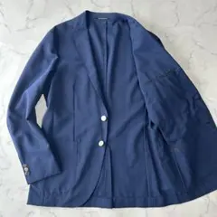 美品✨　グリーンレーベルリラクシング　トロピカル　銀ボタン　モヘヤ　春夏　ブルー