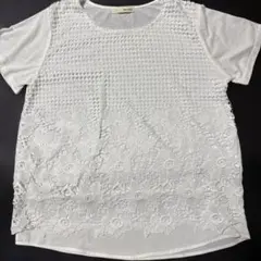 SHOO LA RUE 半袖Tシャツ レース切替 ホワイト Mのサムネイル