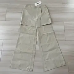 NYU NYU ベージュ ワイドパンツ 韓国 レディース パンツ ラップスカート