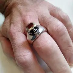 美品 16号 Lee Downey リーダウニー スカルプテッド スカル リング