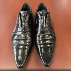 GAEN イタリア高級黒い蛇皮風レザーショートブーツ サイズ42 - メルカリ