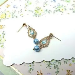 No.174☆キラキラしずく（スカイブルー） ピアス イヤリング マスクチャーム