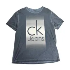 プリントTシャツ　ロゴ　半袖　ネイビー　L 古着　8Sa