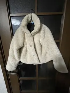 ボア フード付き コート クリーム色