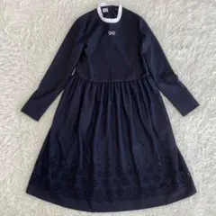 極美品✨ファミリア　フォーマルワンピース　Aライン　160cm ネイビー　パール