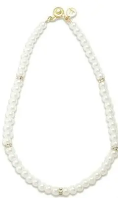 ミラオーウェン　パールポイントストーンネックレス　ショートパールネックレス