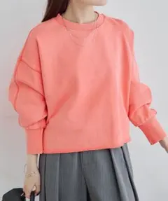 新品 PUALCECIN シンプル裏毛スウェットショートプルオーバー