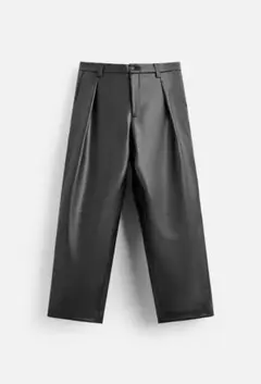 【美品】ZARA フェイクレザープリーツパンツ レザーパンツ ワイド 革パン