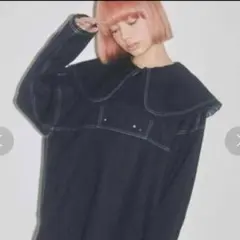 デニムビッグカラーフリルブラウス merryjenny