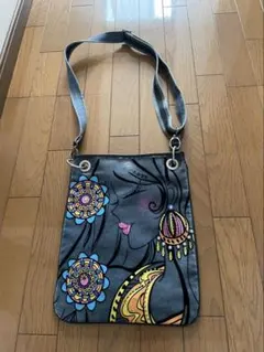 デニムビジュー付きショルダーバッグ