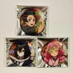 鬼滅の刃　宅麺　メタリック 缶バッジ　炭治郎 伊黒 蜜璃