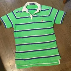 Polo by Ralph Lauren M グリーン ストライプ ポロシャツ