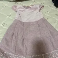 組曲 ベロア切り替えワンピース ピンク Sサイズ