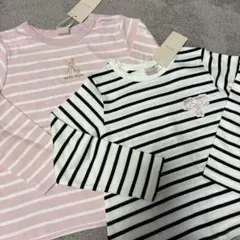 petitmain プティマイン ボーダー 長袖 カットソー　リボン　くま　刺繍