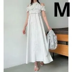 ②dazzlin ギャザー ビスチェ 白シャツワンピ M 夏 ガーリー きれいめ