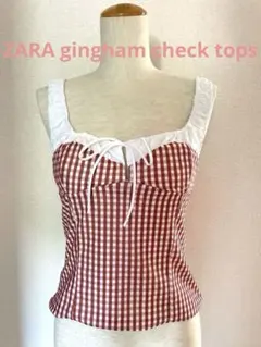 新品タグ付☆ZARAコントラストギンガムチェックトップスのサムネイル