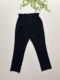 ブラック スラックス ウエストゴム ストレッチ 楽パン　イージーパンツ