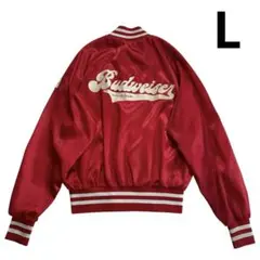 80s USA製 Budweiser フルスナップ ナイロン スタジャン L 赤