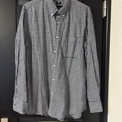 UNIQLO 長袖シャツ ギンガムチェック ネイビー XL 薄地のネルシャツ