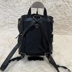 PRADA プラダ　リュック　テスートナイロン　レザー　 三角プレート　ブラック