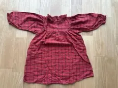 apres les courts 赤いチェック柄 ワンピース 100