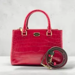美品✨マイケルコース 2way ハンドバッグ レザー クロコ型押し 赤 肩掛け