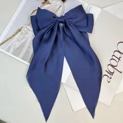 ☆ビッグリボン☆バレッタ☆ヘアアクセ☆髪留め☆おしゃれ☆ネイビー
