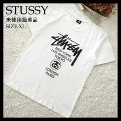 【極美品】STUSSY　ステューシー　ストックロゴ半袖Tシャツ　白　XLサイズ