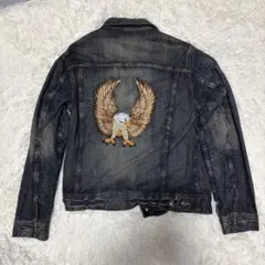 デニムジャケット 背面刺繍 イーグル 胸元ワッペン 3rd ヴィンテージ 古着のサムネイル