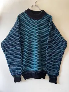 No.5372 entourage 総柄 ニット セーター ターコイズ韓国製