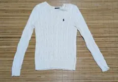 美品 ラルフローレン コットンケーブルニット オフホワイト アイボリー S