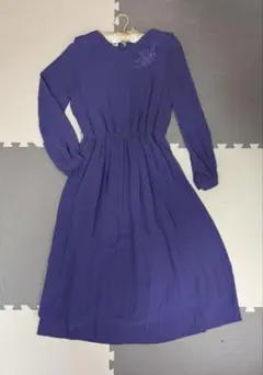 昭和レトロ 日本製 パープル ワンピース 刺繍9号