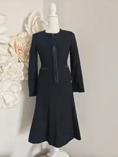 美品 style com ノーカラーツイードスーツ セットアップ 7号 黒