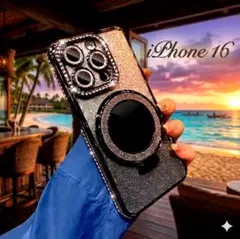 iPhone16 ケース ブラック ホルダーリング MagSafe対応