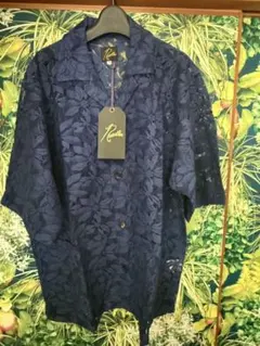 Needles Navy 蕾絲 花卉圖案 開領襯衫