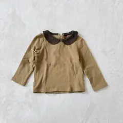 ベビー長袖カットソー 丸襟 80 韓国子供服 ロンT トップス 厚め Tシャツ