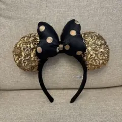【ディズニーオフィシャルグッズ】 ゴールドスパンコール　ミニーカチューシャ