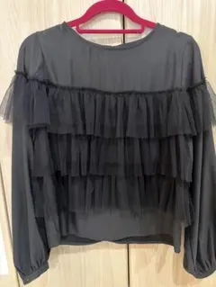 OPAQUE.CLIP フリル ブラウス ブラック