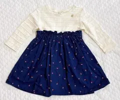 【apres les cours】いちご　ワンピース 80 ホワイト ネイビー