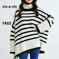 vis-a-vis ビザビ ゆるっと ボーダー ニットポンチョFREE