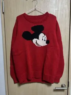 古着 mickey ミッキー ニットセーター ディズニー 赤