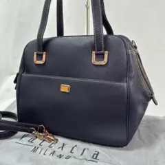 【美品】Valextra ヴァレクストラ 2way レザー ショルダーバッグ 紺のサムネイル