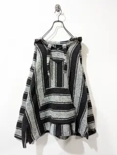 メキシカンパーカー　古着　ブラック　プルオーバー　パーカー　C3