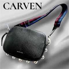 CARVEN ショルダーバッグ　レザー　ブラック　大きなスタッズ　ポコポコ