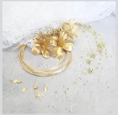 ゴールド フラワーヘアアクセサリー
