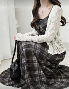 チェック キャミワンピース