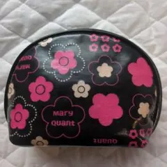 Mary Quant 花柄ポーチ 黒/ピンク