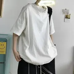 ホワイト メンズ 半袖 パーカー ビックサイズ オーバーサイズ 新品 未使用
